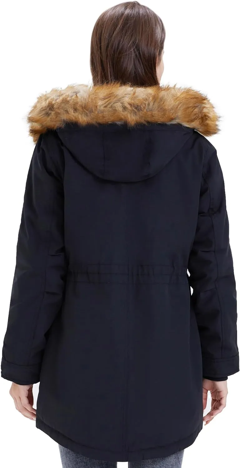Women's Winter Coats Fleece Lined Parka Jacket Hooded Long Winter Warm Parka Coat with Pockets