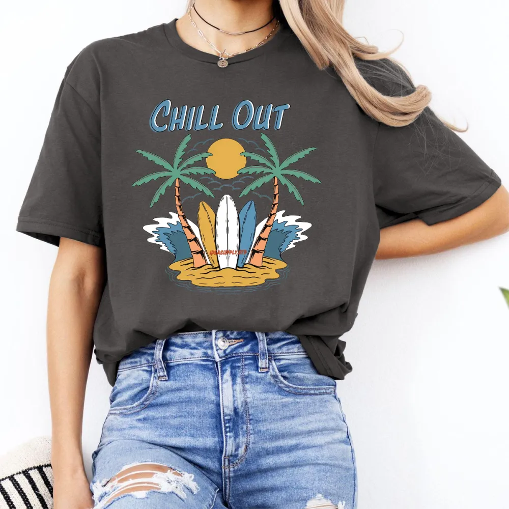 Tropical Beach Vibe Printed Short - Sleeve Tee