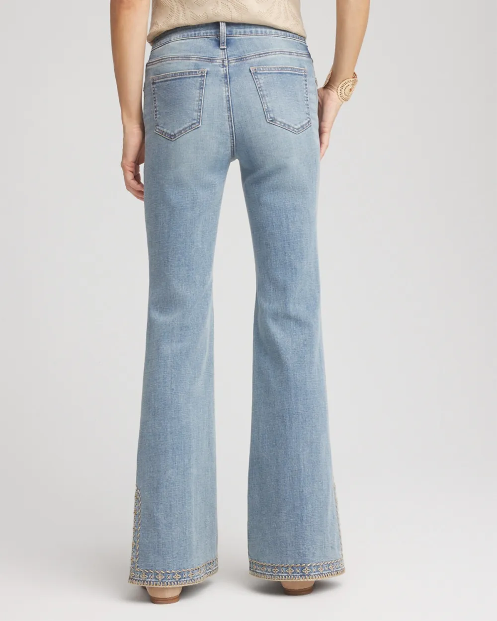 Embroidered Hem Flare Jeans