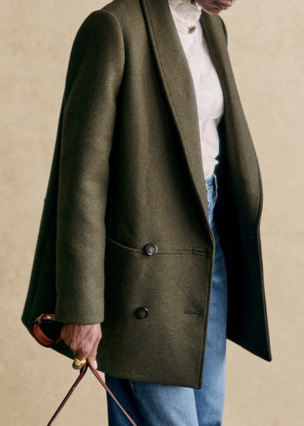 Cropped Shawl Collar Coat