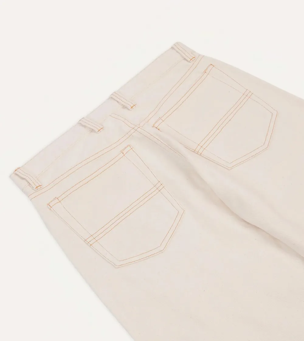 Ecru Selvedge Denim Contrast Stitch Five-Pocket Jeans