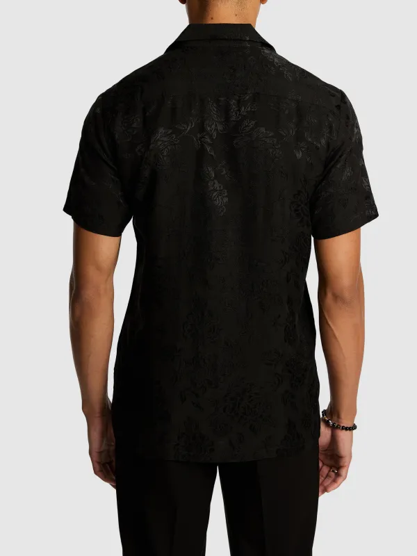 Black Satin Finish Short Sleeve Shirt