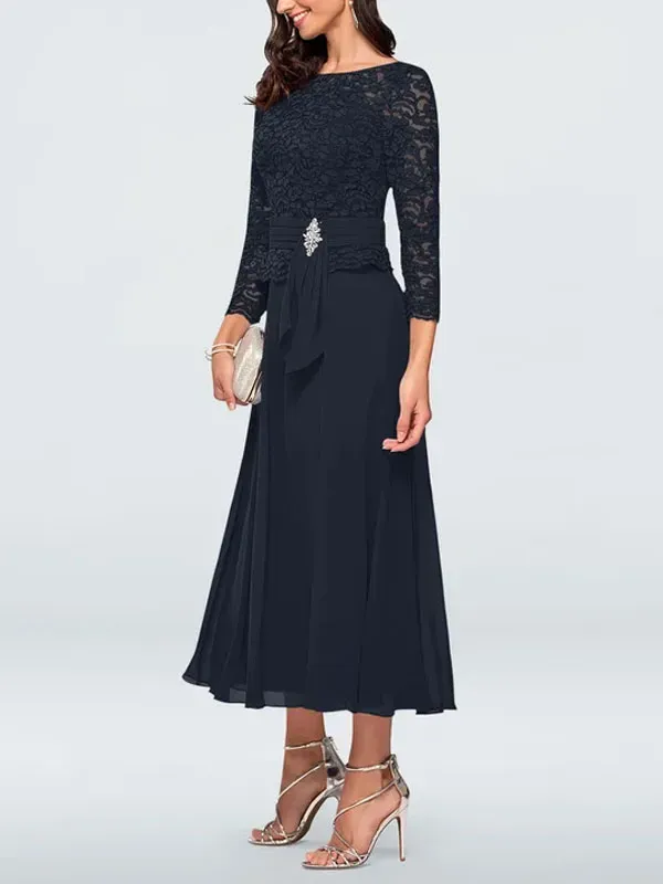Chiffon waist-skimming lace temperament women's dress