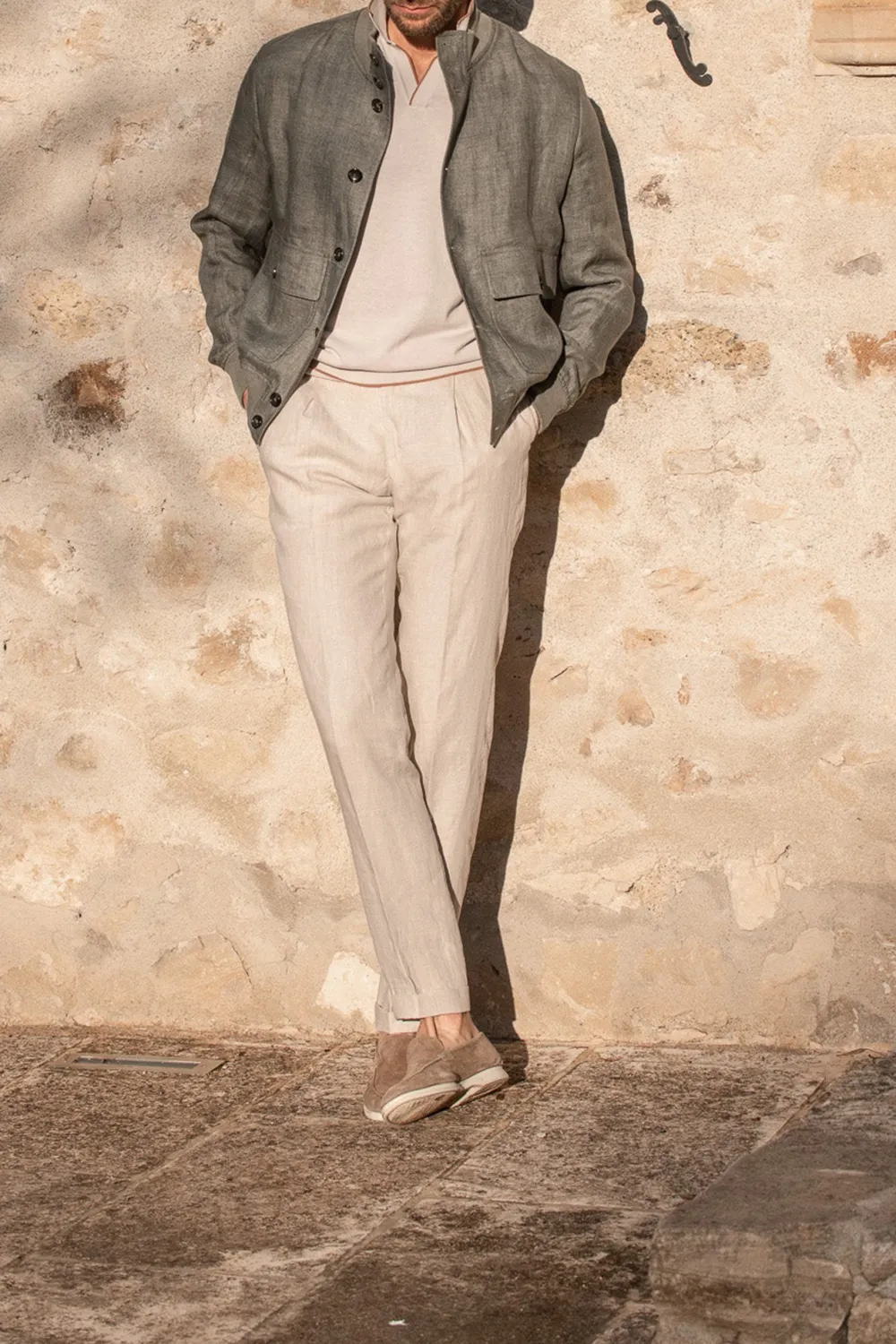 Sage Linen Bomber Jacket