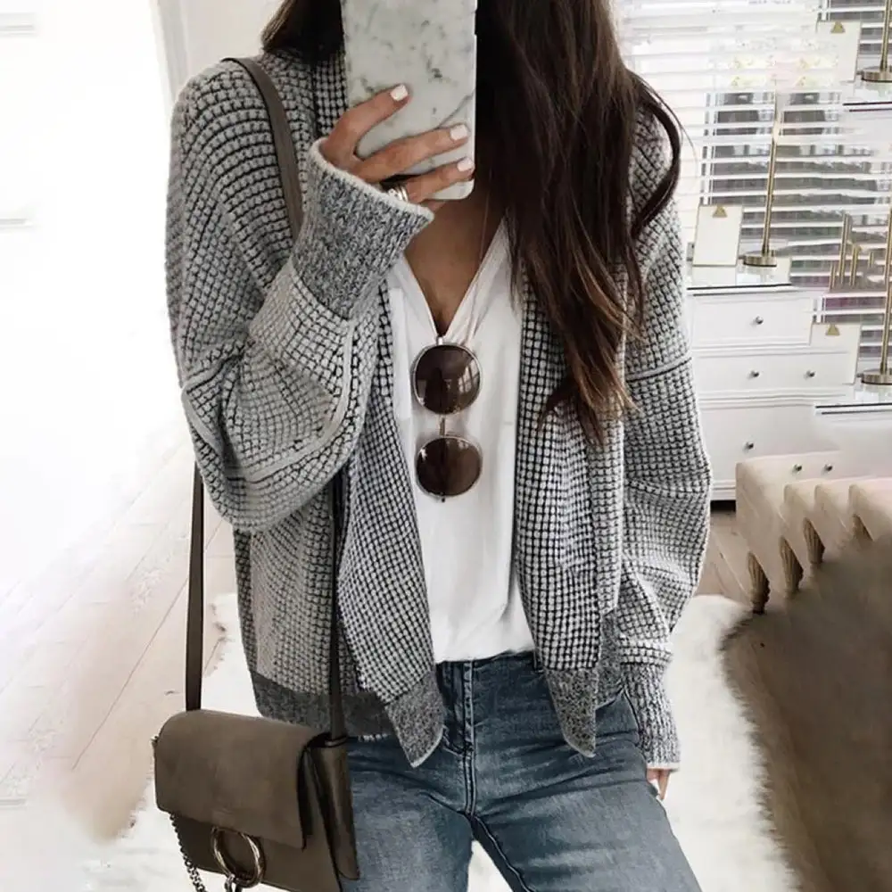 Grey Plain Long Sleeve Cardigan