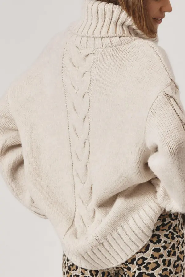 Slouchy Cable Turtleneck Sweater