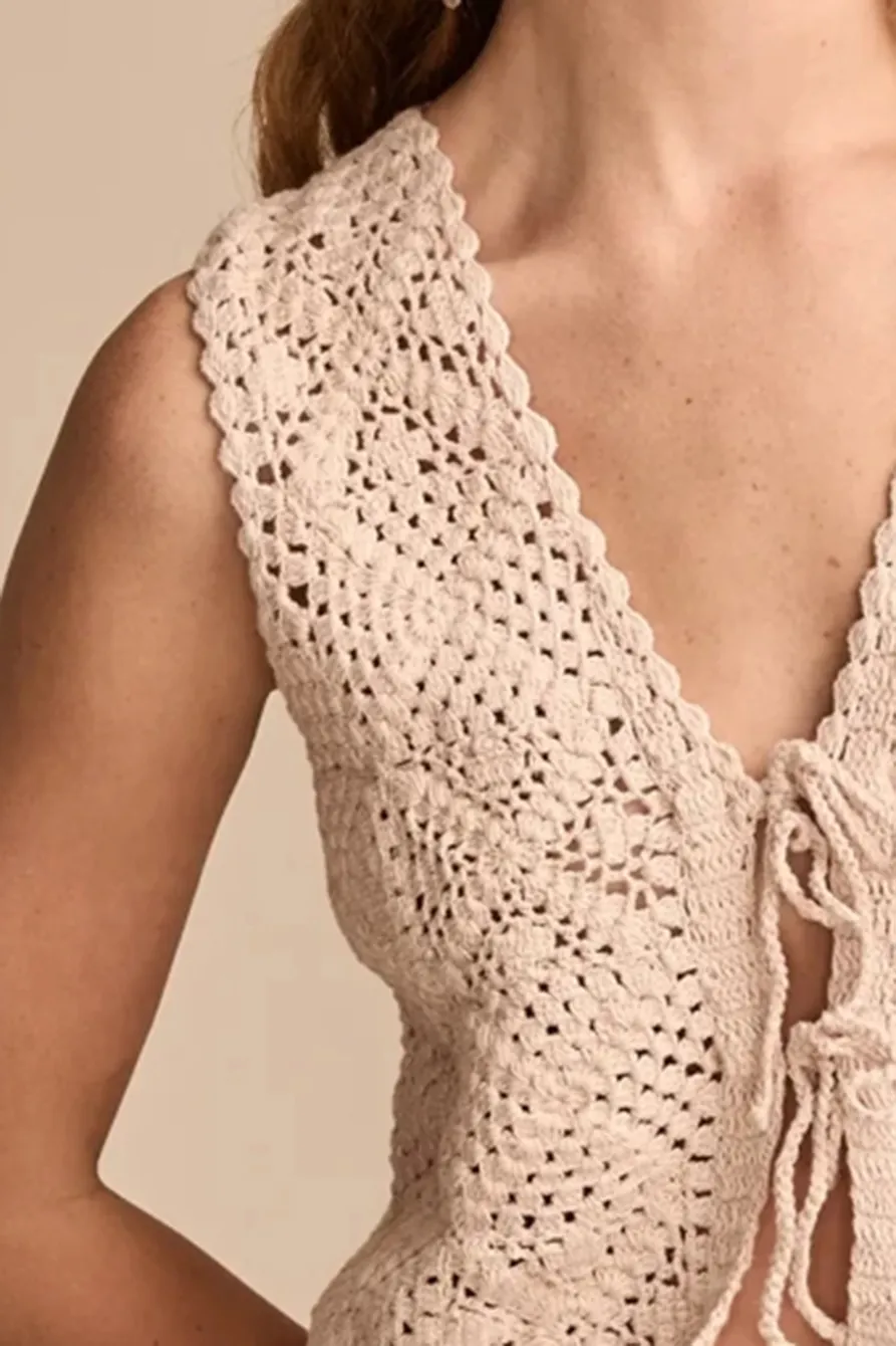 Blush Pink Crochet Trim Short Sleeve Henley