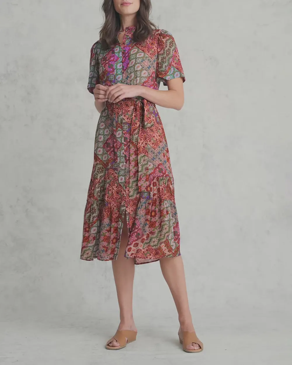 Georgette Flutter Sleeve Dress