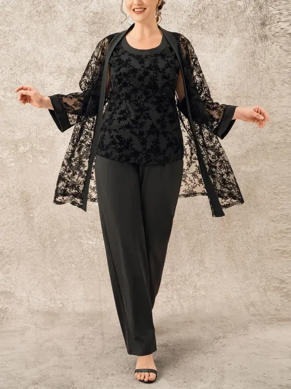 Sleeveless Printed Vest Solid Color Top Trousers Three-Piece Suit