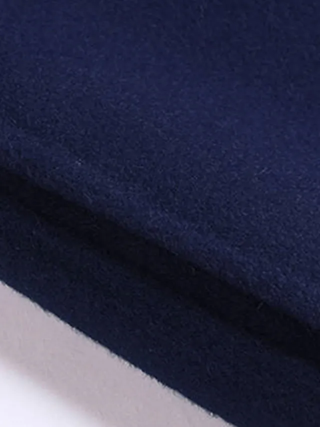 Women's Overcoat Long Pea Coat Single Breasted Lapel Winter Coat Christmas Party Windproof Warm Trench Coat with Pockets Comtemporary Stylish Lady Jacket Long Sleeve Black Wine Royal Blue