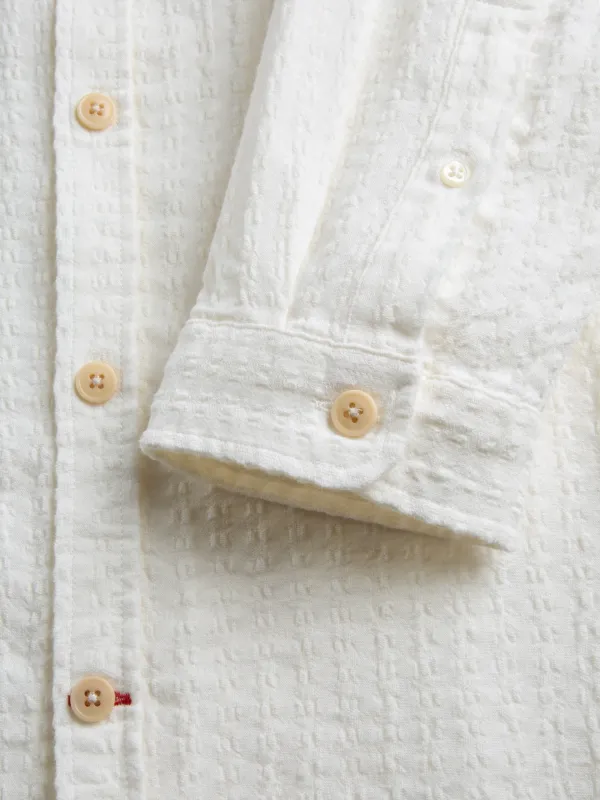 Long Sleeve Casual Style Cream Cotton Shirt