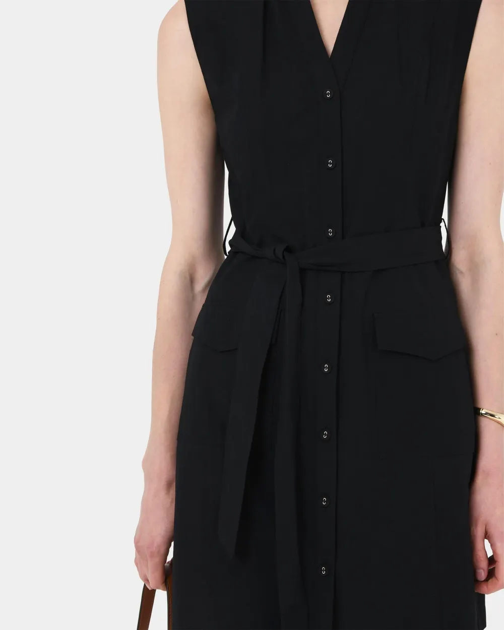 Mandarin Collar Utility Tie Dress