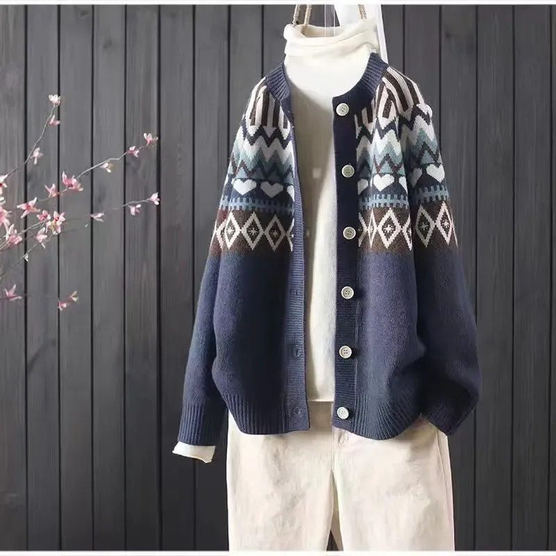 Vintage Totem Long Sleeve Knit Cardigan