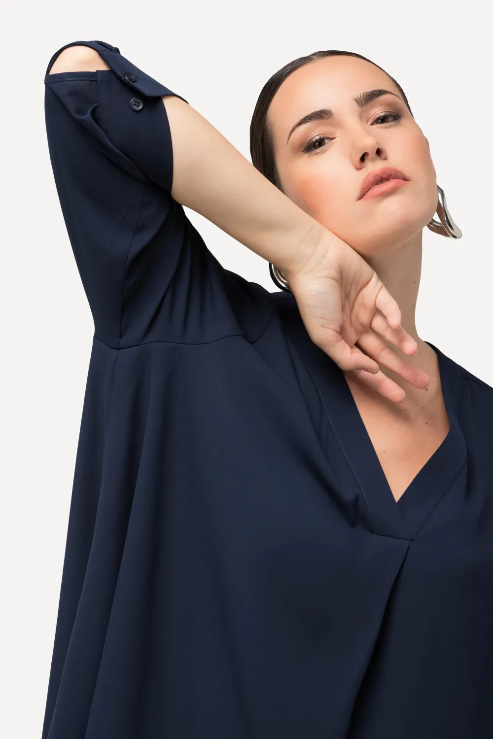 Tunika  doppellagig A-Linie V-Ausschnitt 3/4-Arm