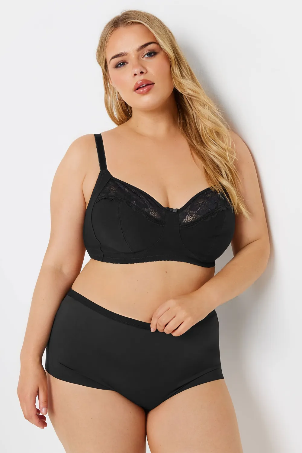 YOURS 5 PACK Curve Black Cotton High Waisted Full Briefs