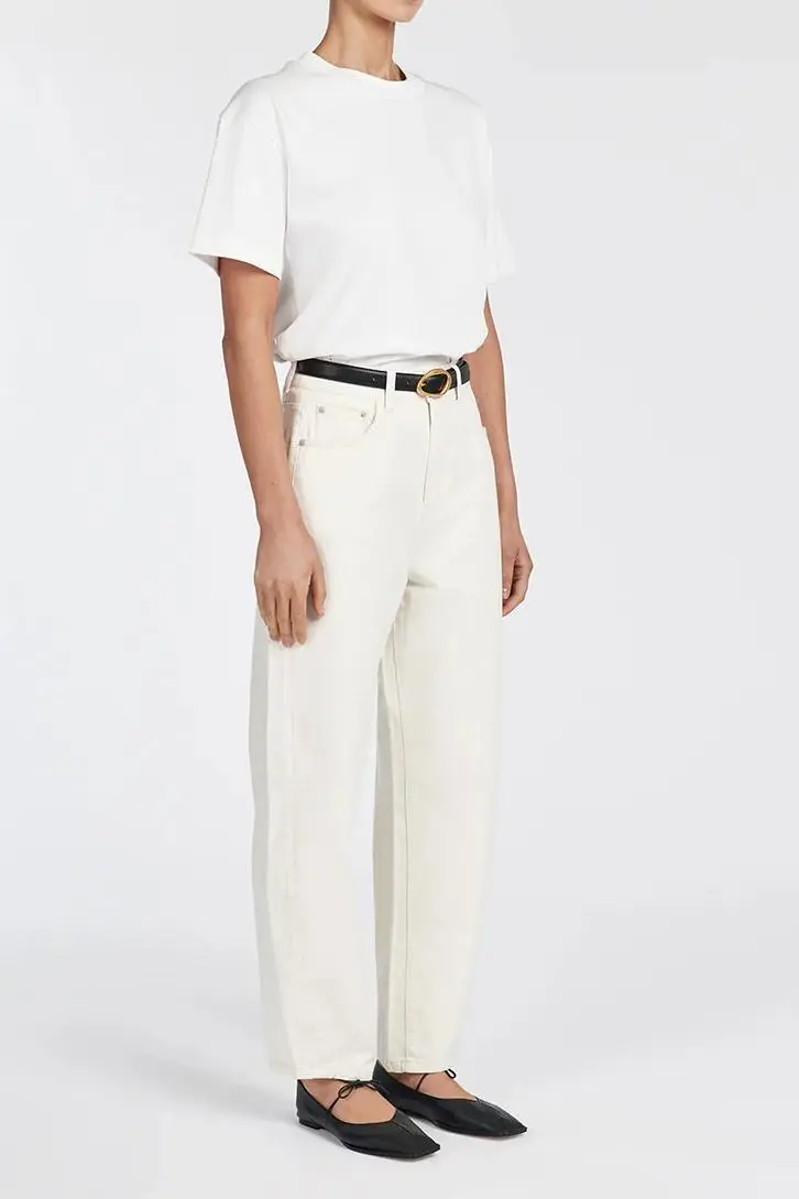 CREAM BARREL LEG JEAN