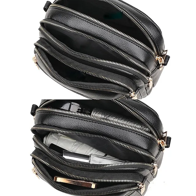 Women's Crossbody Bag Shoulder Bag Dome Bag PU Leather Shopping Daily Zipper Large Capacity Waterproof Lightweight Solid Color Black Red Purple