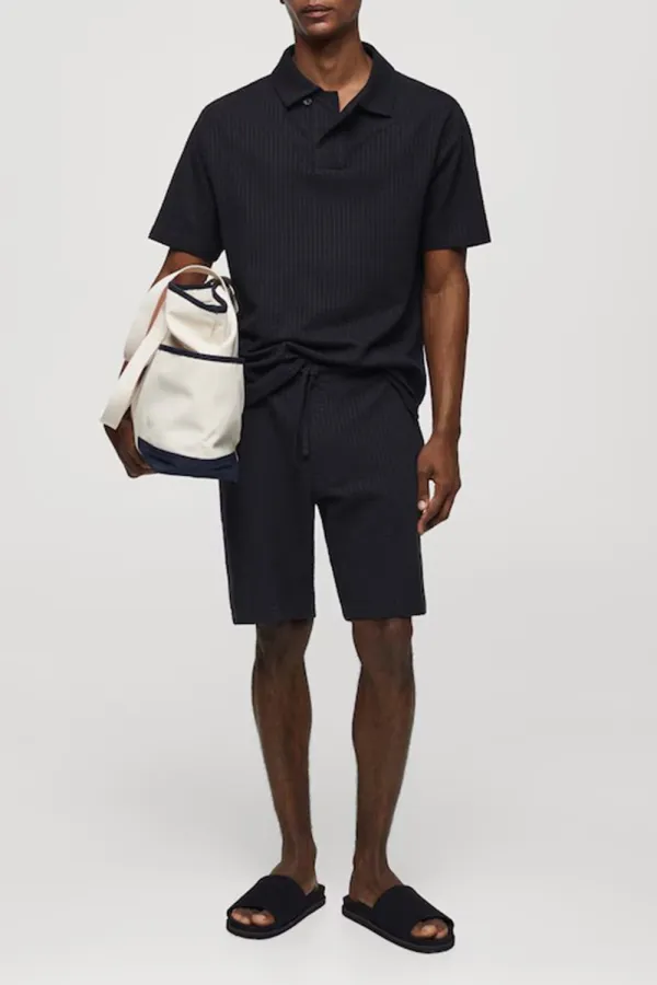 Seersucker Cotton Polo Shirt