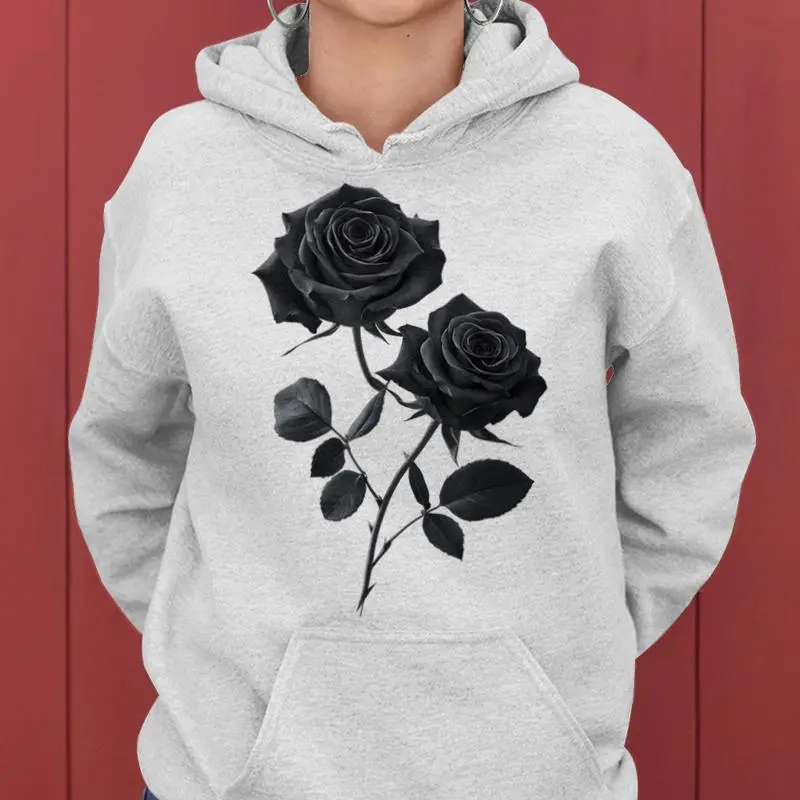 Beautiful Black Roses Flower Couple Women Hoodie