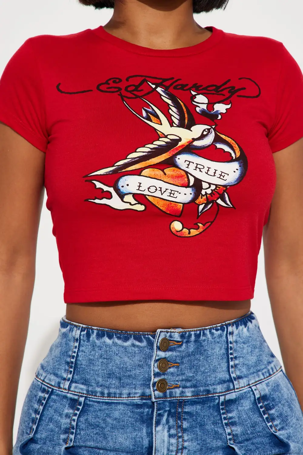 True Love Ed Hardy Crop Top - Red
