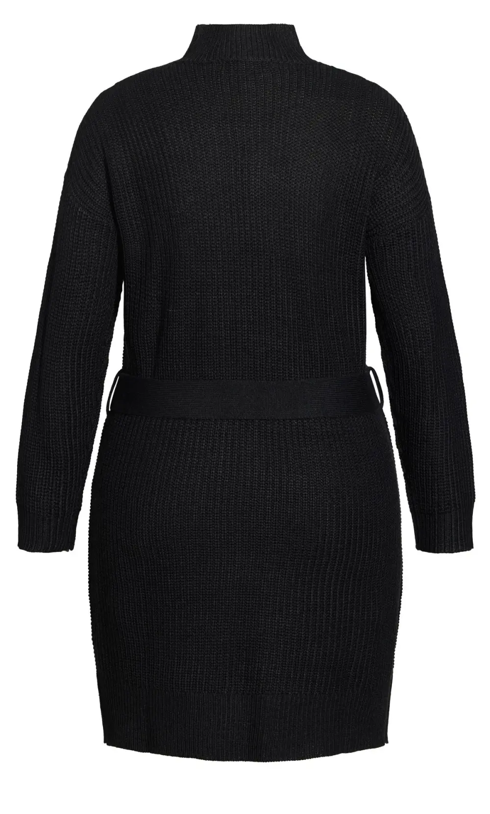 Evans Black High Neck Cable Knit Longline Jumper