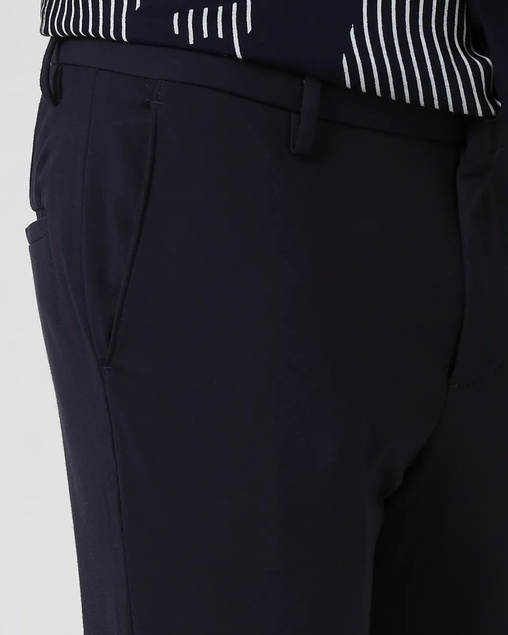 Classic Versatile Soft Slim-Fit Straight-Leg Navy Trousers