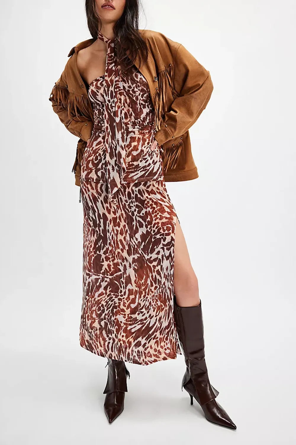 Strapless Floral Print Maxi Dress Set