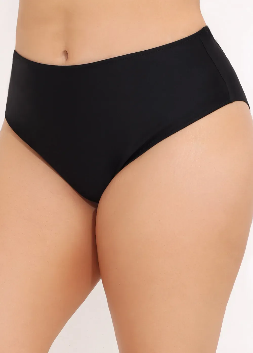 Mid Waist Black Bikini Bottom for Women