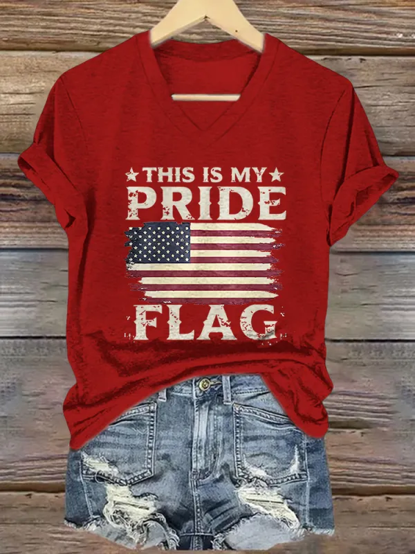 Women's This Is My Pride Flag Print Short Sleeve Round Neck Cotton T-Shirt