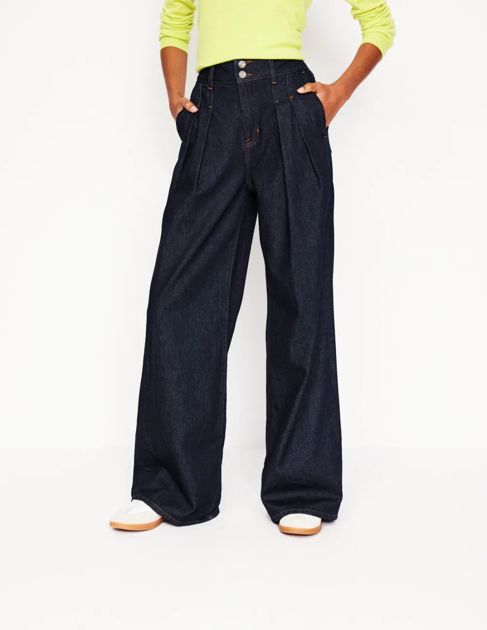Mid Rise Fluid Denim Pants