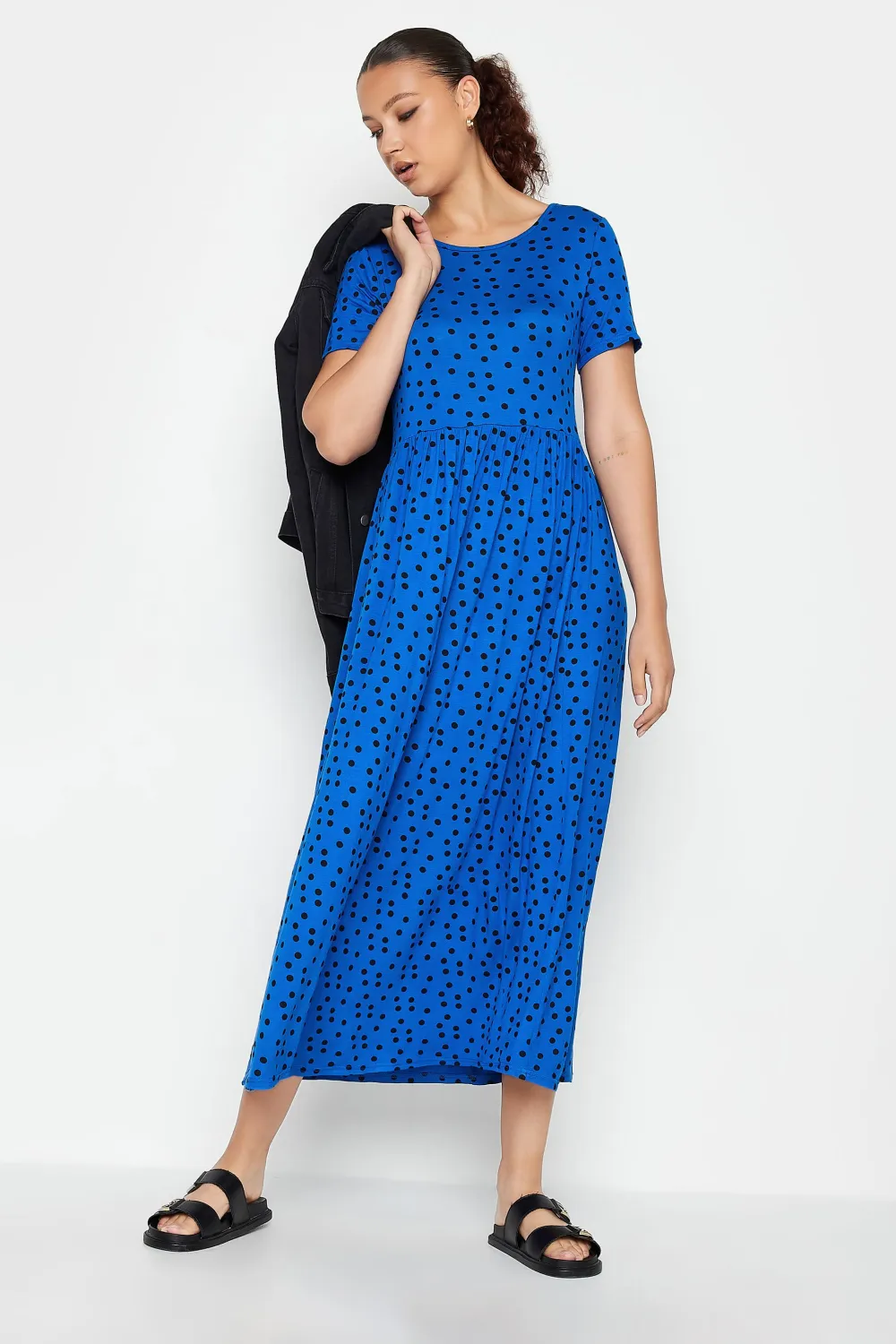 LTS Tall Cobalt Blue Polka Dot Maxi Dress