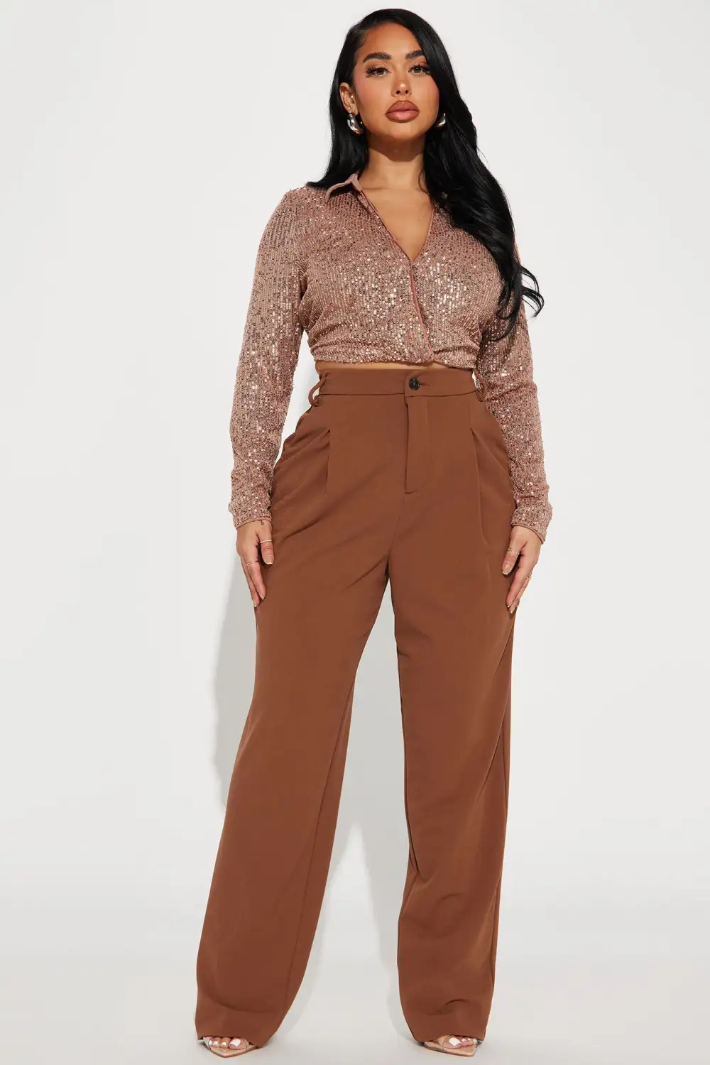 Scarlett Sequin Top - Mocha