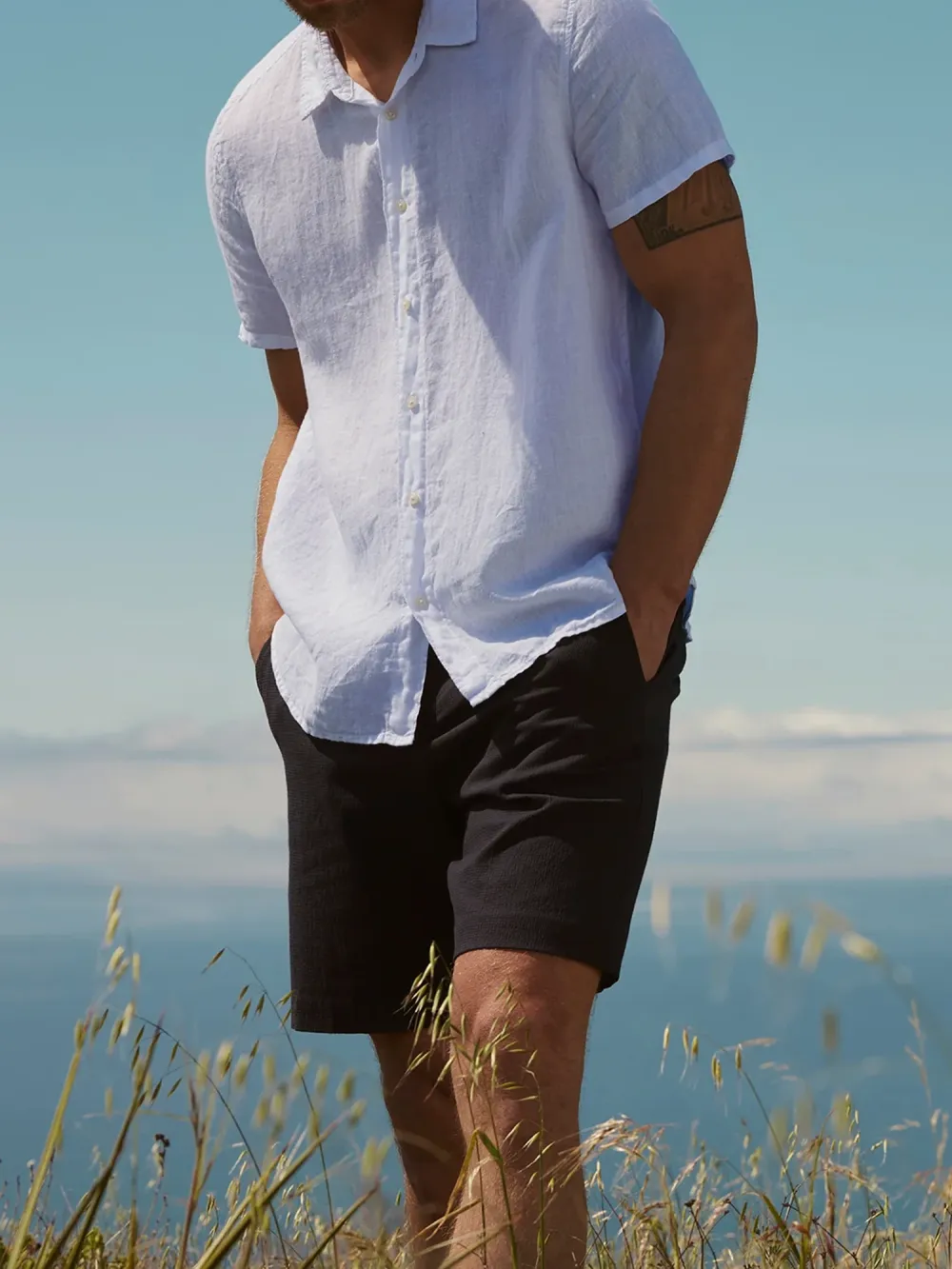 Dark Gray Elastic - Waist Men's Shorts