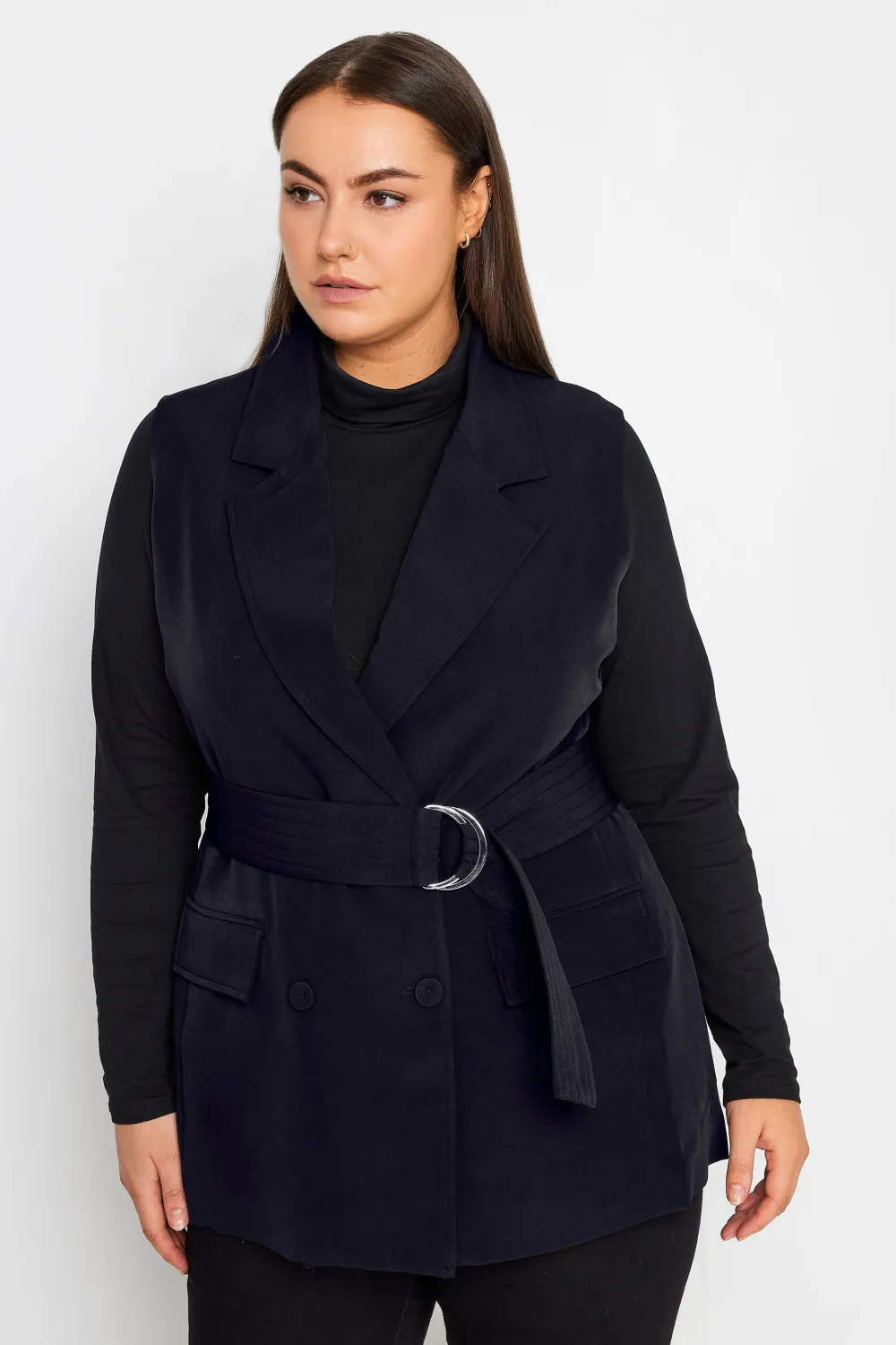 Evans Baptiste Black Dawn Buckle Up Sleeveless Blazer