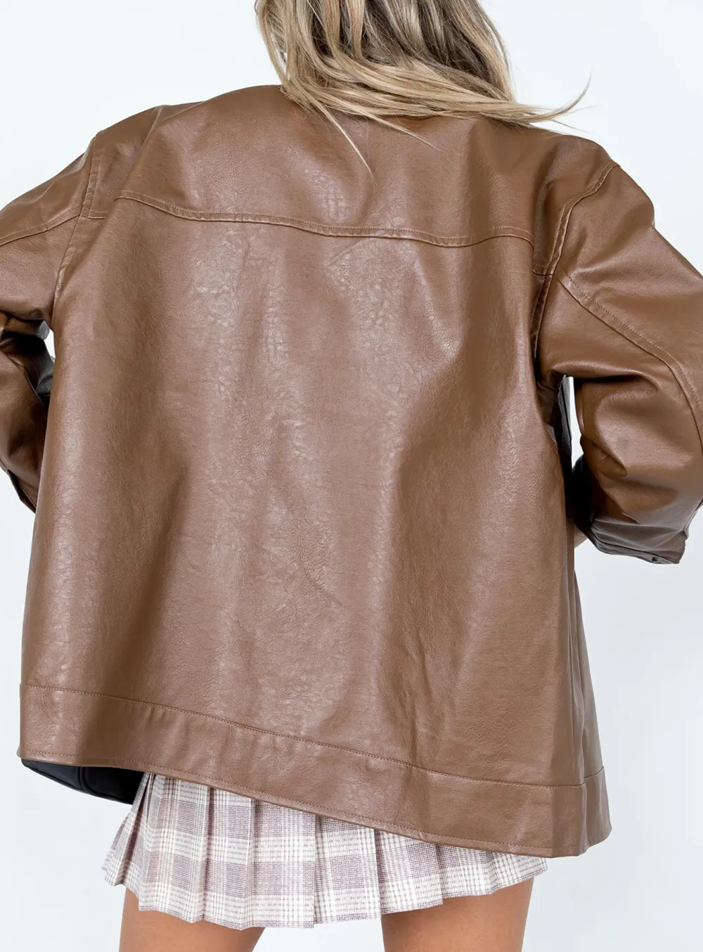 Classic Faux Leather Button Up Jacket