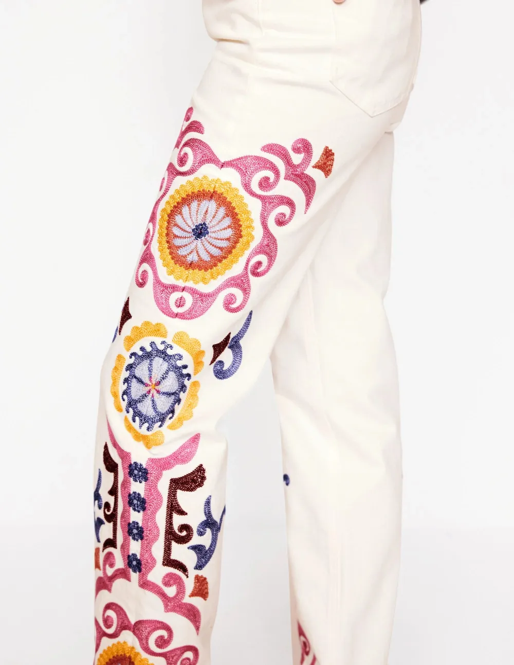 High Rise Embroidered Jeans