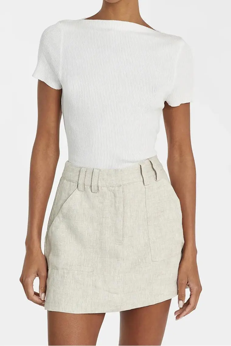 NATURAL LINEN SKORT