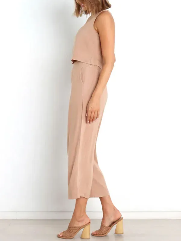 simple and comfortable sleeveless women's two-piece sets