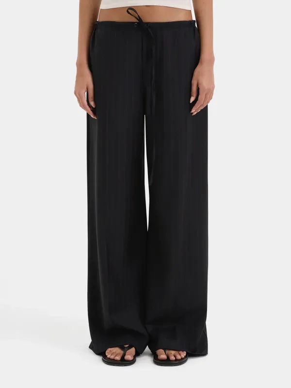 Casual Style Drawstring Pant Red Pinstripe