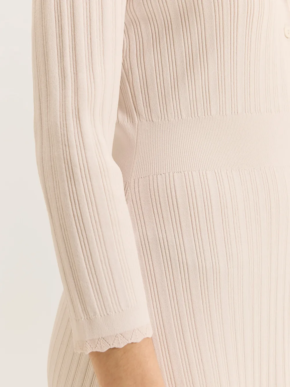 Ribbed Knit Short Sleeve Midi Dresses