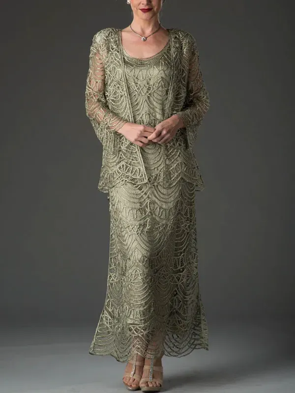 Lace Cardigan Elegant Ladies Dress Suit