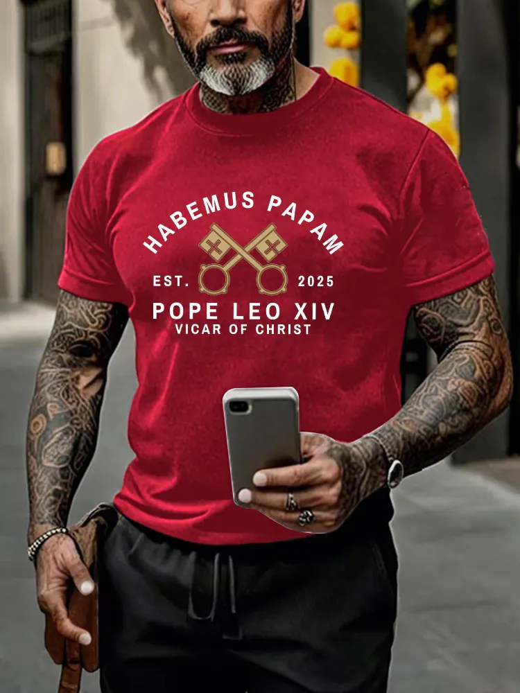 Men'S 2025 Habemus Papam Pope Leo Xiv Vicar Of Chirst Printed T-Shirt