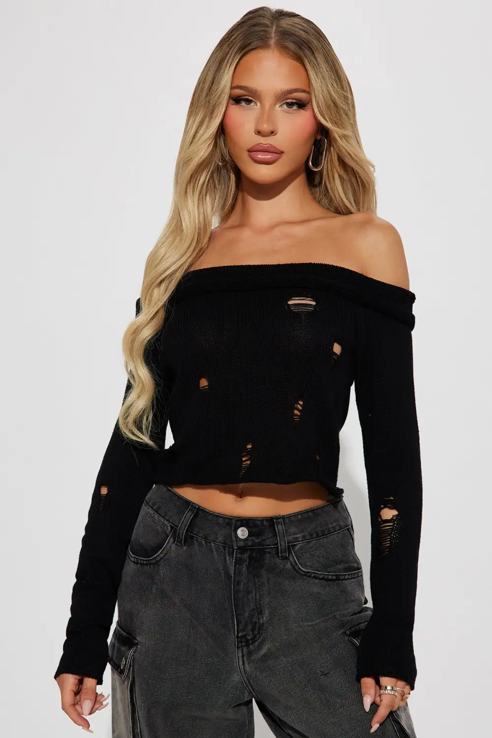 Solaria Sweater Top - Black