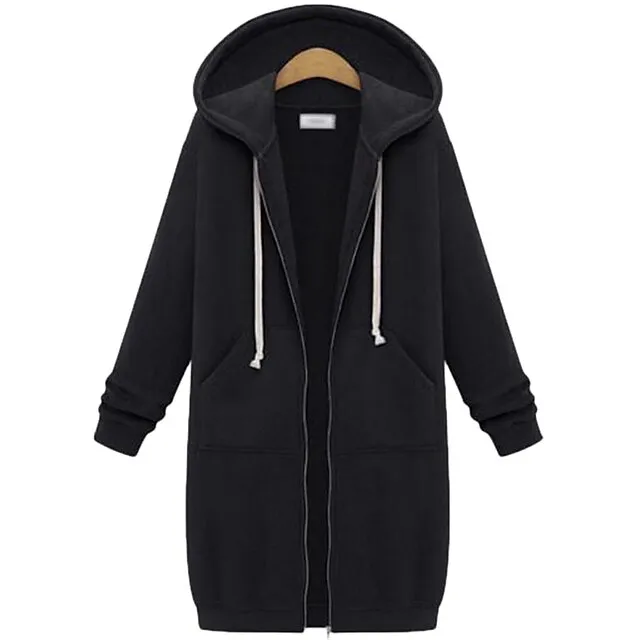 Women's Casual Jacket Fall Hoodie Jacket Warm Windproof Long Coat with Pocket Full Zip Sport Plain Coat Regular Fit Outerwear Long Sleeve Winter Black Blue Pink XL XXL