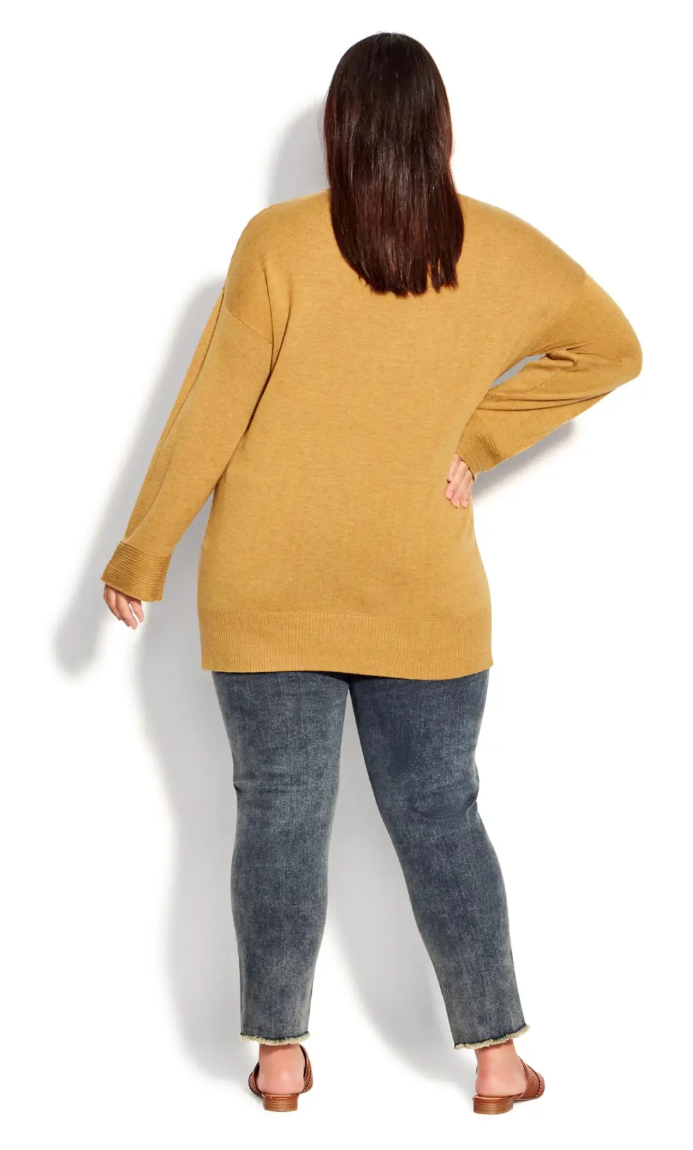 Evans Yellow Contrast Stitch Knitted Jumper