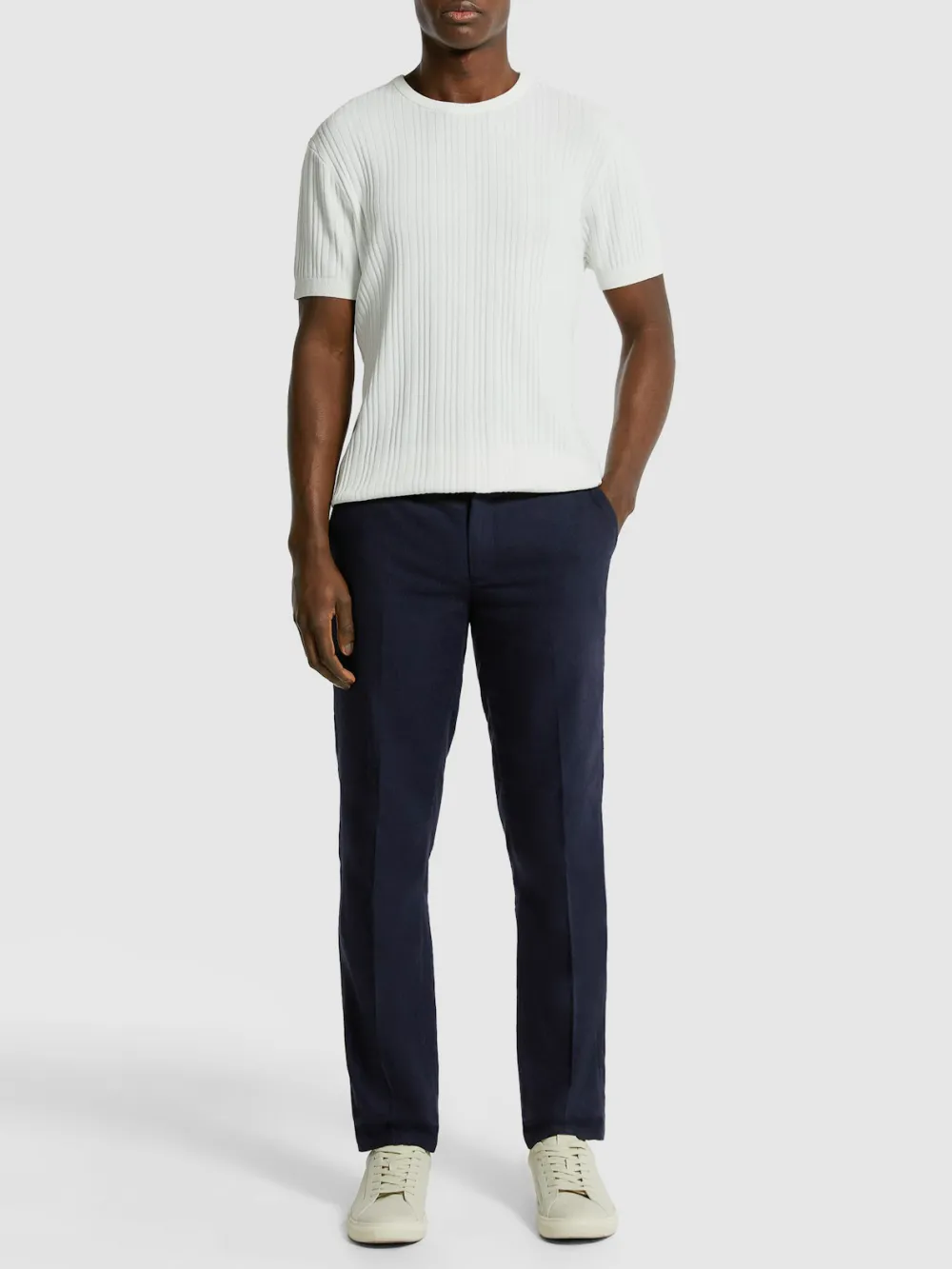 Light Weight Ribbed Knit Short Sleeve T-Shirt