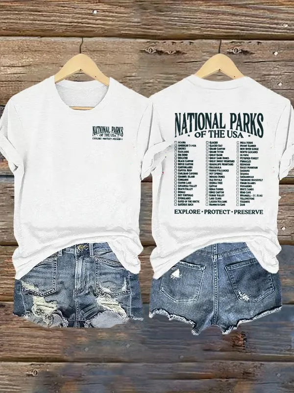 National Parks of the USA Checklist Front/Back Print Comfort Colors T-Shirt
