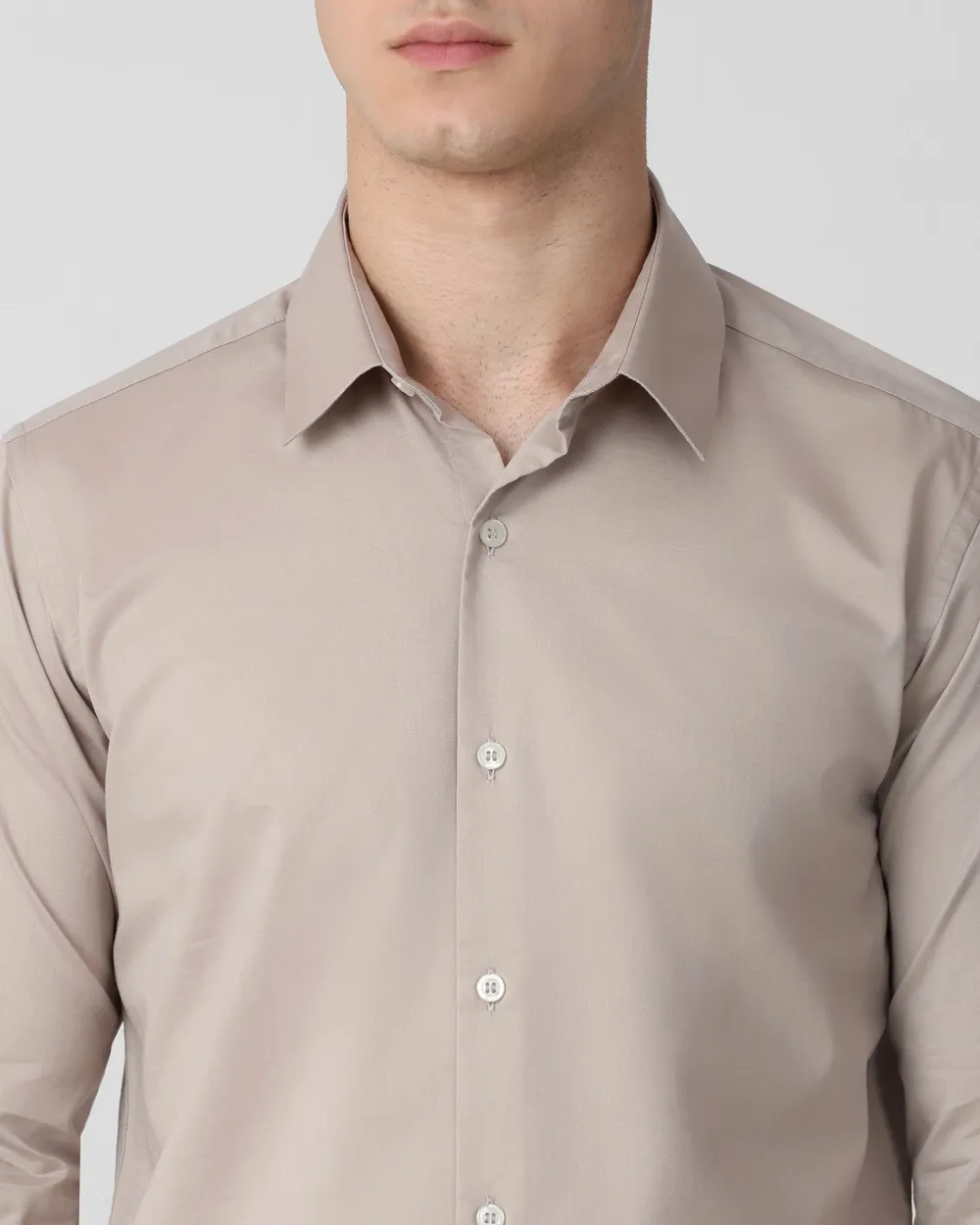 Leisure Soft And Comfortable Slim-Fit Dark Light Grey Shirt