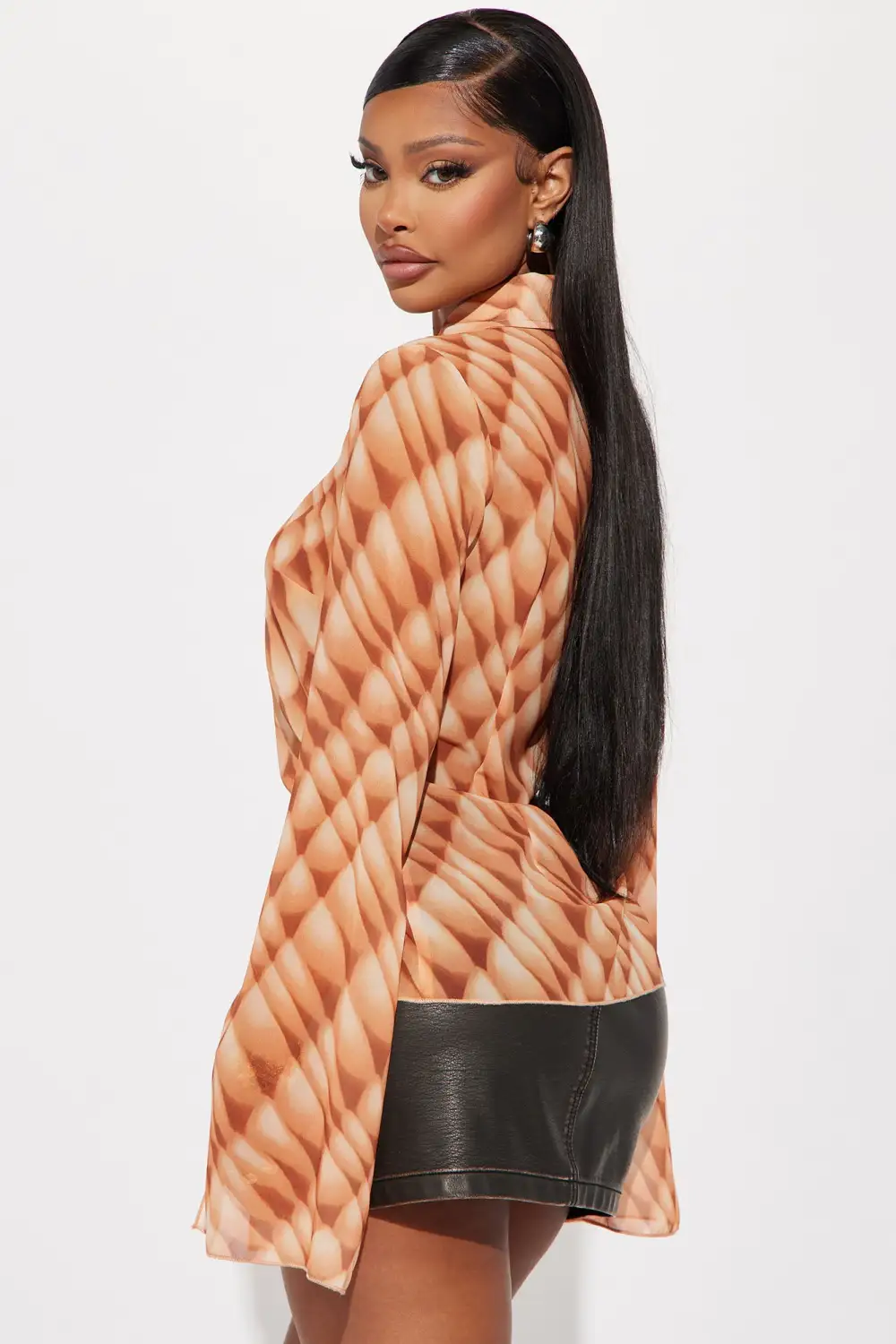 Free For Brunch Blouse Top - Orange/combo