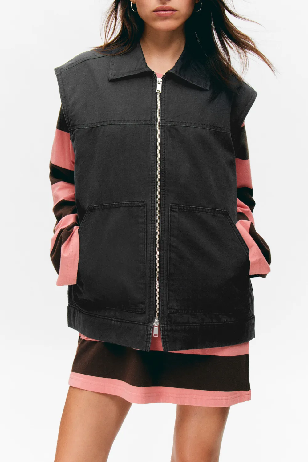 Canvas Zip Up Vest